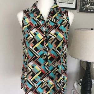 Dana Buchman Geometric Sleeveless Blouse